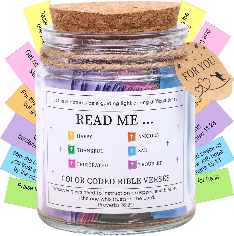 SOLMAYCO Christian Gifts for Women – Bible Verse Jar with 92 Scriptures | Read Me When Jar for Encouragement & Faith | Spiritual Gift for Mom, Daughter, Sister | Christmas Ready - Image 1